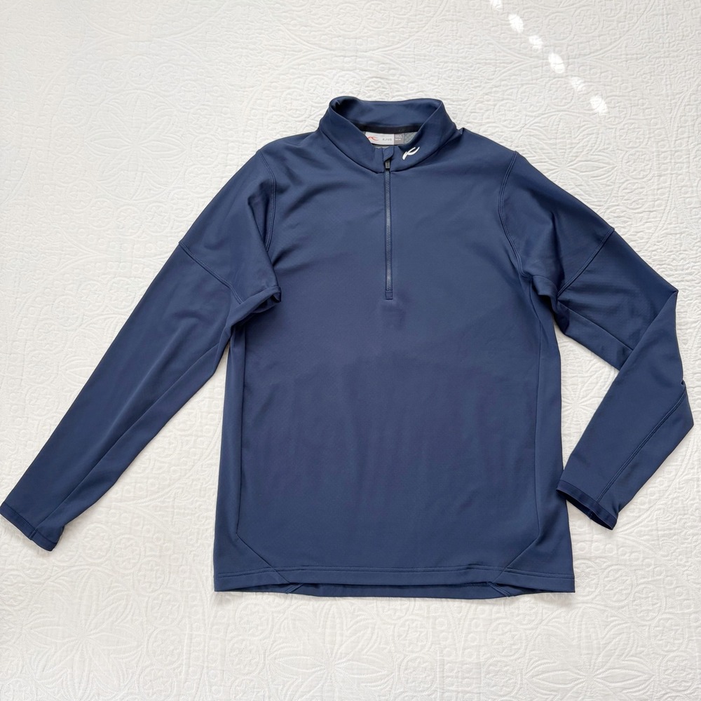 Kjus Men's Diamond Fleece Half Zip Midlayer Pullover, Navy
